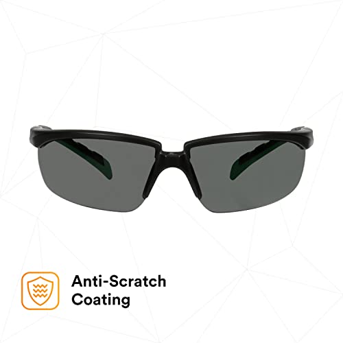 Защитни очила 3M, серия Solus 2000, Защита от надраскване, обектив IR оттенък 3.0 Сив цвят, Черни / Зелени лък тел