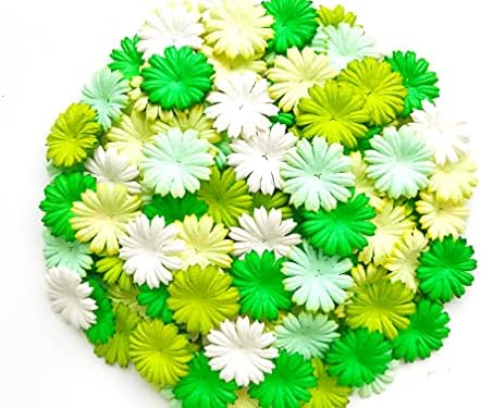 Та набор от 50 бр. Хартиени цветя маргаритки 25 мм. Разход на Тон Зелено Листенце на Цвете щанцоване Черница Хартия Цвете Занаят, Ръчно