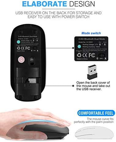 Ергономична мишка Bluetooth за Mac, Акумулаторна Безжична мишка Bluetooth Безжична Мишка 2.4 G с 4 бутона и 3 Регулируеми