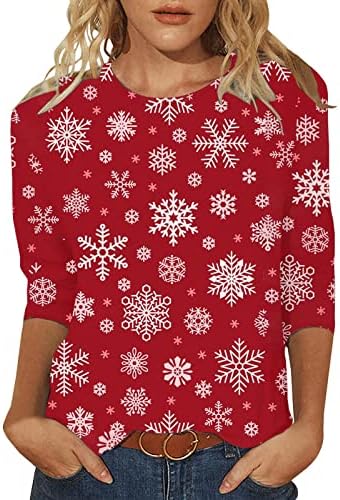 Грозни Коледни Тениски, Ризи за жени 2022, Hoody с кръгло деколте и Дълъг ръкав, Празнични Облекла, Потници за Жени, Елегантни