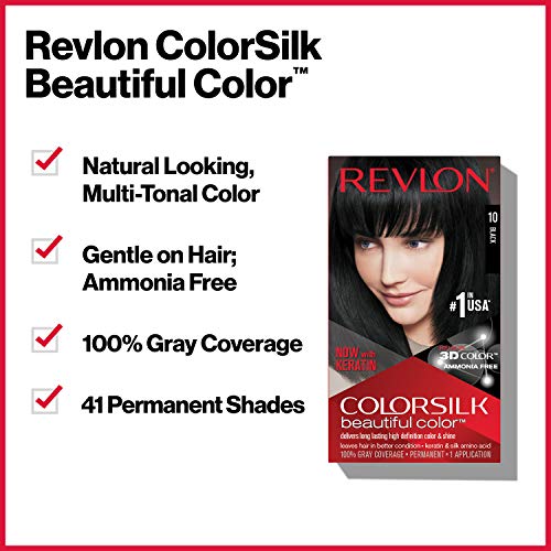 Перманентная боя за коса Revlon, Перманентная боя за коса Colorsilk със покритие седины, Без амоняк, кератин и амино киселини, 35