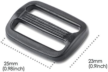 DYZD Разноразмерные Колани Ципи Slide Triglides Slide Пластмасов Плъзгащ се Обтегач за раница-чанта (25 мм, черен)