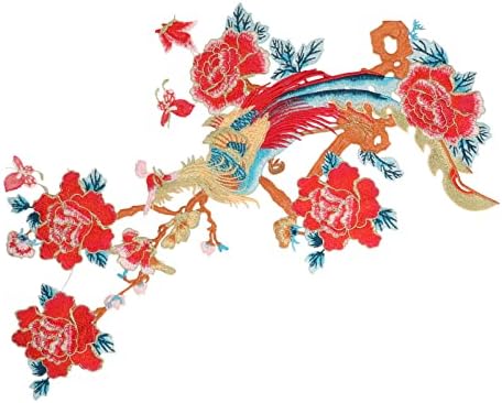 Тъканта нашивка, декоративна практически нашивка във формата на цвете, червен тема, надежден лъскав китайски стил 67x35