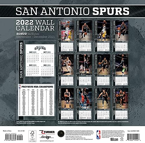 Стенен календар екип TURNER SPORTS SAN Antonio Spurs 2022 12X12 (22998011895)