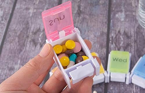 Кутия за хапчета за ежедневна план за прием на медикаменти.Бутон (7-Дневен) Органайзер за Хапчета, Лекарства, Витамини - Цветове
