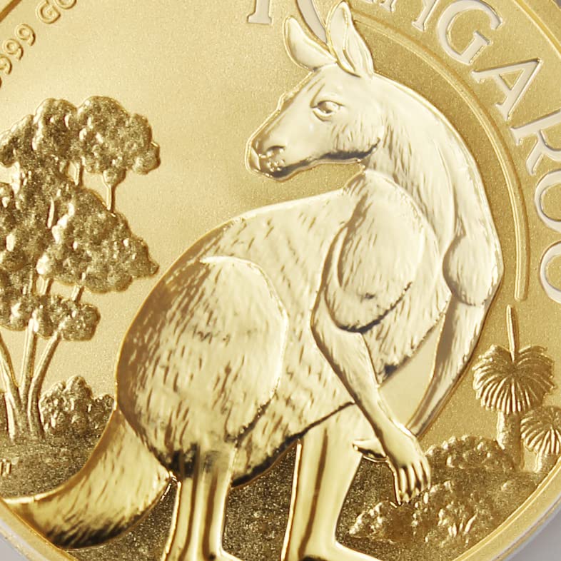 2023 P AU 1 унция Австралийски Кенгуру кюлчета Злато Монета Скъпоценен Камък, Без лечение (Етикет с флага на първи удар) 24-КАРАТОВО