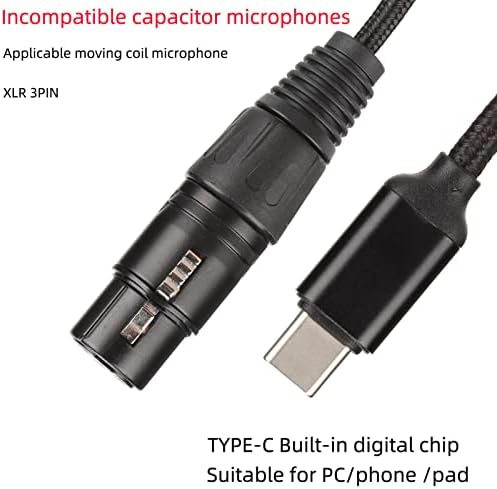 Sanpyl USB C до гнездовому кабел XLR, Балансиран Микрофон на Кабел XLR от мъжа към жената USB Кабел за микрофон, Съвместим с телефони и