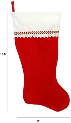 Първоначално Коледни чорапи с бродирани мен монограм, Червено-Бяло фетр, Инициал D