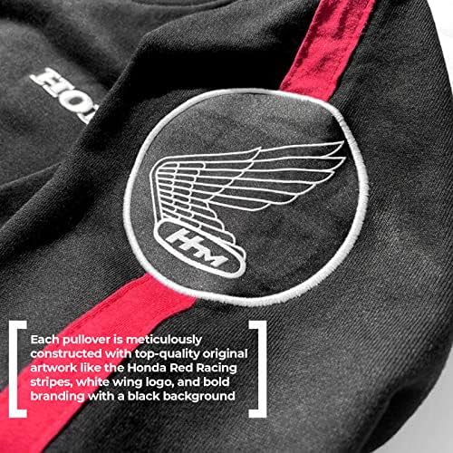 Реколта култура - Официално Лицензиран Ретро свитшот Honda Racing (1968), Пуловер-hoody Унисекс, черно и червено