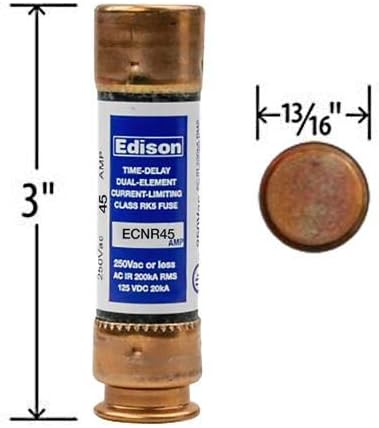 Предпазител Edison ECNR45 Bussman ECNR-45 С временна закъснение 45 Ампера 250 В RK5 Двухэлементный, цветен