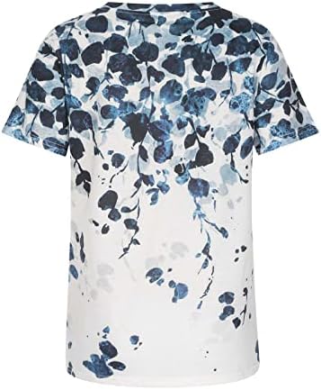 Есенно Лятна Блуза, Тениска за Жени С Къс Ръкав 2023 Памук Кръгла Деколте Лодка Графичен Принт на Цветя Обяд Топ TM
