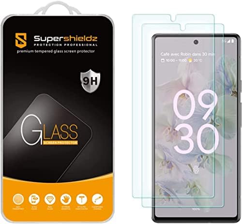 (2 опаковки) Supershieldz, Предназначени за защитни фолиа, изработени от закалено стъкло на Google Pixel 6a, 0,33 мм, срещу