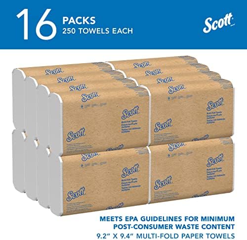Хартиени кърпи Scott® Multifold (01804), с впитывающими джобове™, кърпи размер на 9,2 x 9,4 инча, бяла (250 Листа в опаковка, 16 Опаковки