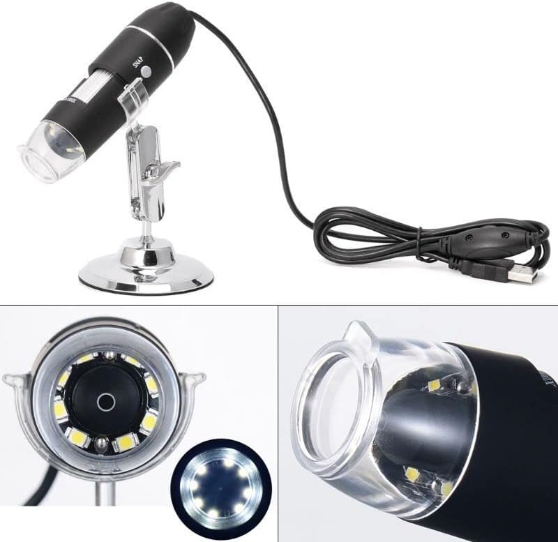 Комплект Микроскоп 1600X USB Цифров Микроскоп, Камера 8LED Лупа с Задръжте Стойка Адаптери за Обектив Микроскоп
