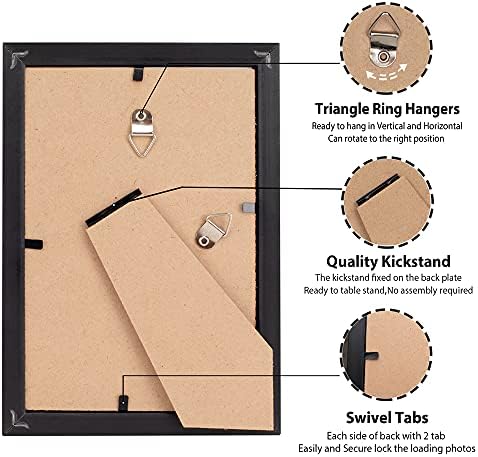Рамки за снимки LaVie Home 5x7 (4 опаковки, сребристо-черни) Проста фото рамка със стъкло с висока разделителна способност за стенен