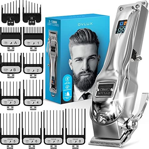 OVLUX [Новост 2023] Машинки за Подстригване на коса за мъже - Професионални Безжични Акумулаторни Машинки за Стригане, една седалка, всички
