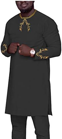 Спортен костюм, Мъжки Ежедневни Комплект Африканската Модни Дрехи, Ризи Дашики и Панталони, Екипи от 2 теми, Басейн Riche С Дълъг
