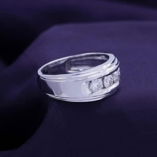 Създадено в лаборатория SAVEARTH DIAMONDS мъжки Годежен пръстен с муассанитовым диамантен пръстен, Кръгли диаманти, изпълнени