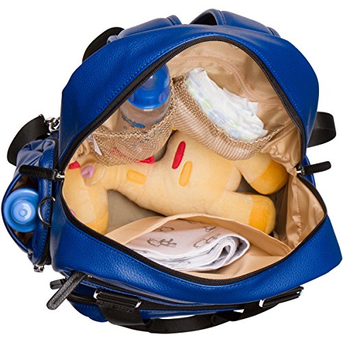 Чанта за Памперси BooPeeDo Backpack с Блокирующим RFID Джоб и Пеленальным Мат, кралско Синьо