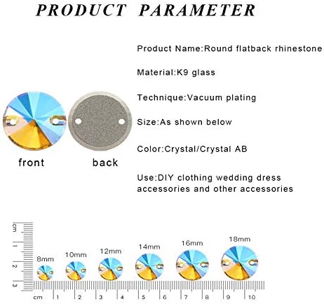 През цялата Crystal AB Sew Кристали Flatback Кристали за Дрехи Занаяти Влюбен Мъниста Бижута K9 Стъкло (8 mm 84 бр.)