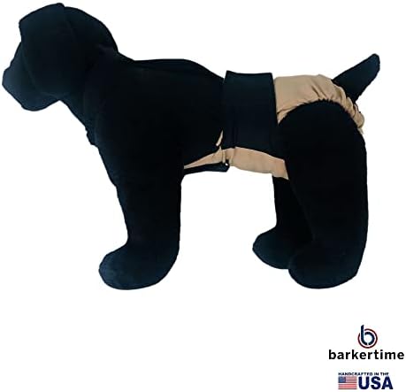 Гащеризон Barkertime Черно на бежевом, Водоустойчив, за кучета от Премиум-клас, XXL, Без дупка за опашката - Произведено в САЩ