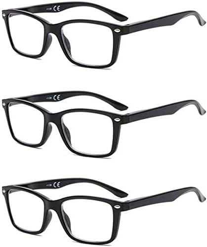 Леки Очила за четене SUERTREE, 3 опаковки, с пружинным тръба на шарнирна връзка, Очила за защита от uv лъчи за мъже и жени, Очила