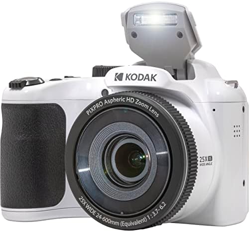 Цифров фотоапарат Kodak PIXPRO AZ255 + Карта памет SanDisk 32 GB (2) + Калъф за цифров фотоапарат / видео (бял)