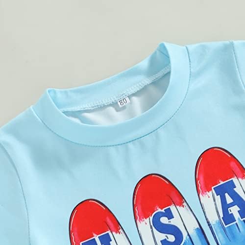 Hantleiftov/ Комплект дрехи за малки Момчета на 4 юли, Тениска с надпис на Американското с Къс ръкав, Отгоре, къси Панталони,