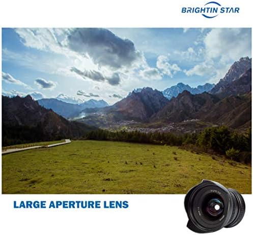 Brightin Star 12 мм F2.0 Сверхширокоугольный обектив с голяма бленда, APS-C Ръчно фокусиране, за да беззеркальных фотоапарати, идеален за Sony