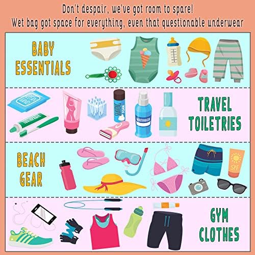 Дългогодишна Голяма чанта за влажни сушене: Пътна чанта-Органайзер за Пелени, бельо, плажа, басейна, детски колички, Мръсна спортни