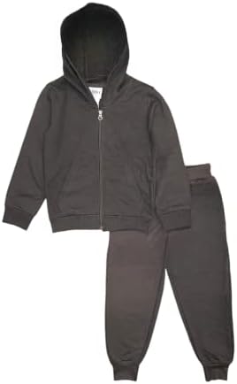 Мек вълнен плат комплект за бягане за момчета London Fog - Базова Однотонная hoody с качулка с цип и с панталони от 2 теми