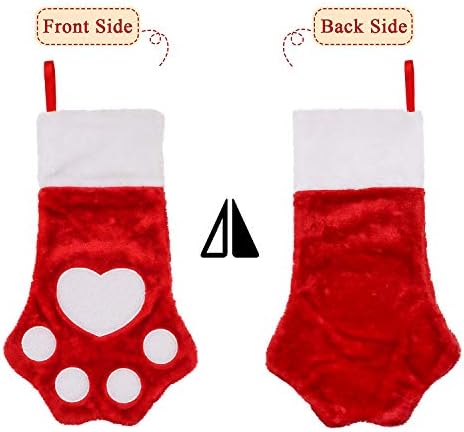 Коледни Чорапи за домашни любимци Ivenf, 2 броя, 18 сантиметра, Класически Червени и Бели Плюшени Мерсеризованные Кадифени