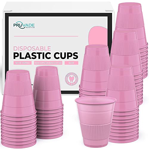 Еднократни Стоматологични Чаши Pruvade | 1000 опаковки | 5 унции Розови Пластмасови Чаши за Еднократна употреба, Пластмасови