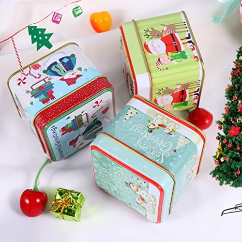 Milisten Подарък кутия за Бонбони, Подаръчни Кутии за Бонбони 5 бр. Коледни Консервени Кутии Лидице Квадратна Кутия с Капак на Контейнер