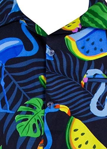 Мъжки Хавайска Риза KING KAMEHA в Фънки Стил с Къс Ръкав и Джоб Отпред, с Гавайским принтом Пъпеш и Плодове Фламинго