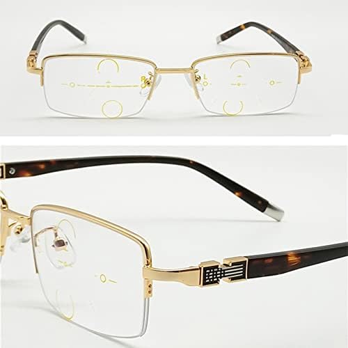 Постепенно многофокусные очила за четене ZQKJLH със защита от синя светлина /Фотохромичните слънчеви очила (Цвят: златен,