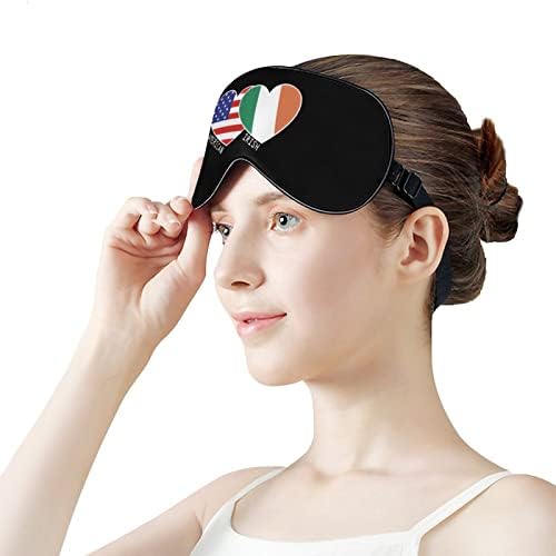 Ирландско-Американски Флаг, Маска за Очи със Сърца, Регулируема Каишка за Мъже и Жени, Нощен Сън, Пътен Сън
