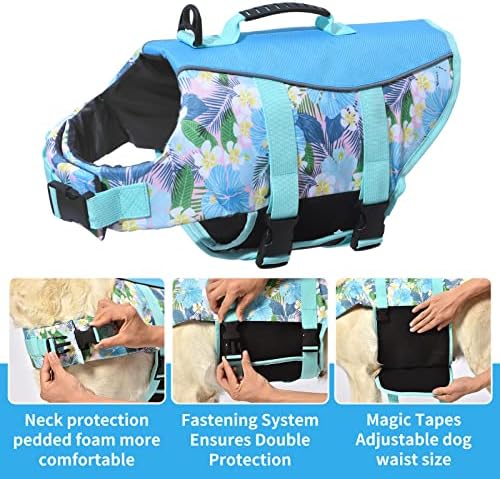 Спасителна жилетка за кучета в Хавайски спортен стил - Спасителна жилетка за кучета със Спасителна дръжка за плаване с лодка и Регулируем