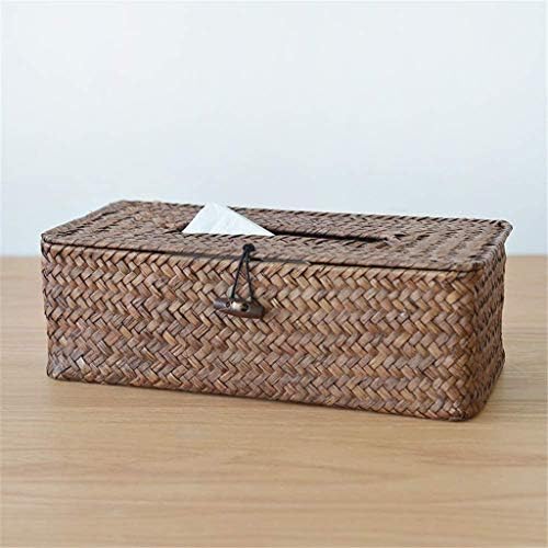 GPPZM Кутия за Кърпички От Естествена Бамбукова Слама Ръчно изработени Правоъгълен Държач За Кърпички Калъф За Хартия