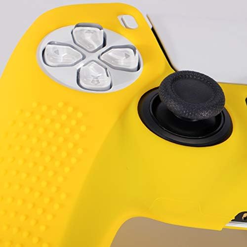 Силиконов калъф Playrealm Soft 3D Dots x 1 и писалки за палеца x 8 за PS5 Dualsenese Controller (жълт)