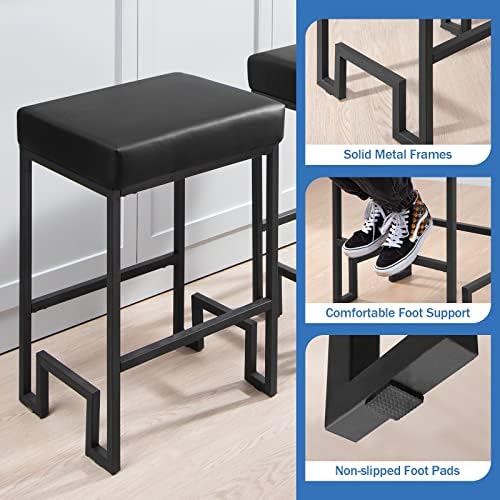 Комплект от 4 Продуктова столове с височина на скарата WISOICE, Модерни Метални Бар Столове за кухненски шкафове, 24-Инчови Островни
