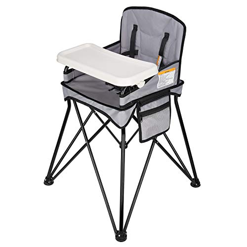 Детско столче за хранене VEEYOO с Подвижна тава - Преносимо столче за хранене на закрито и открито, Компактният, Сив