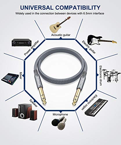 Инструментален кабел AkoaDa 20 метра от 6,35 мм до 6,35 мм, Балансиран Стереозвук, Адаптер мъж към мъж, Поставка за бас, Аудиомикшеров, динамика,