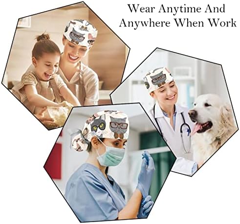 2 Бр. Хирургична Шапчица с Учебната Лента, Дишащи Начесанные Шапки, Дълги Коси, Регулируеми Скраб За медицински Сестри, Шапки за Кучета,