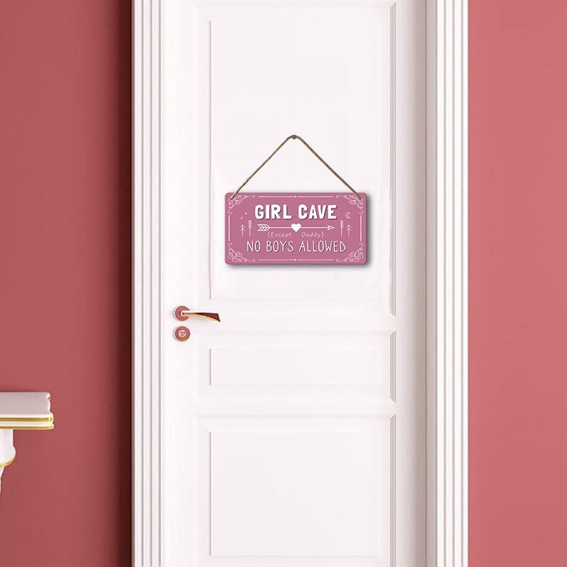 Muroanmi Момиче Пещера Знак Интериор на Стаята на Малко Момиче, Розови Украса За Спални За Момичета Дървена Подвесная Врата