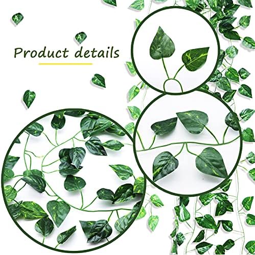 Изкуствени Листа Зелените Растение Гирлянда от Листа на Бръшлян 12 Опаковки Естетически Изкуствени Фалшиви Растения Листата