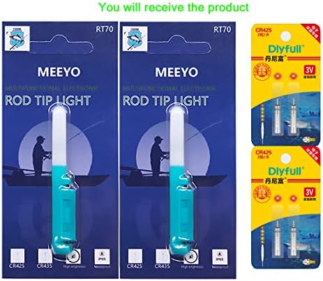 MEEYO Риболовни Светещи пръчки LED Night Fishing Strike Сигнал Аларма за поклевке на Нежна пръчица, батерия в комплекта (син)