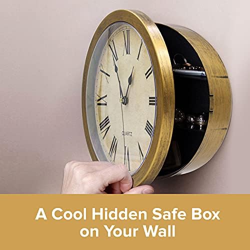 Стенен часовник в стил MCM и скрит сейф в един - 10-Инчови Златни Стенни Безопасни часовникът - Скрита мебели със скрити отделения - Стенен