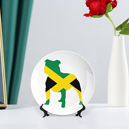 Питбул Ямайски Флаг Костен Порцелан Декоративна Чиния Керамични Плочи плавателни съдове с Поставка за Дисплей за Украса на Стени