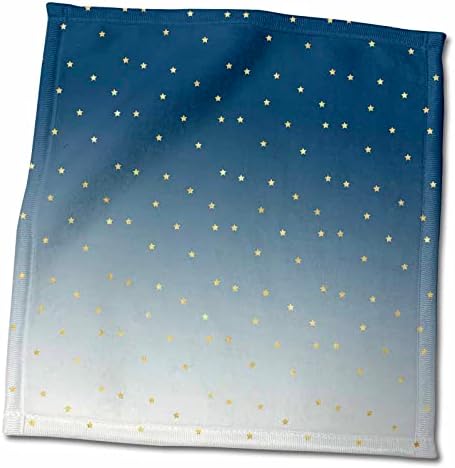 3dRose PS Stars - Изображение на сините звездички цвят Омбре със злато - Кърпи (twl-280671-3)